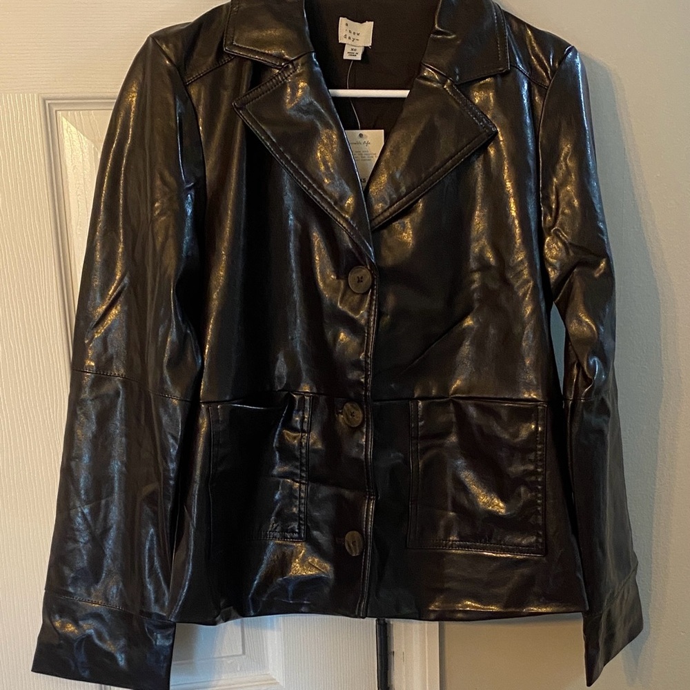 a new day Glossy Brown Pleather Jacket